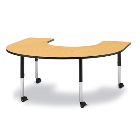 Jonti-Craft Berries Horseshoe Activity Table, 66 in. x 60 in., Mobile, Oak/Black/Black 6445JCM210